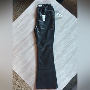 Old Navy Jet Black Flare Leather Pants